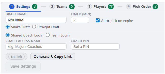 ezDraft commissioner view